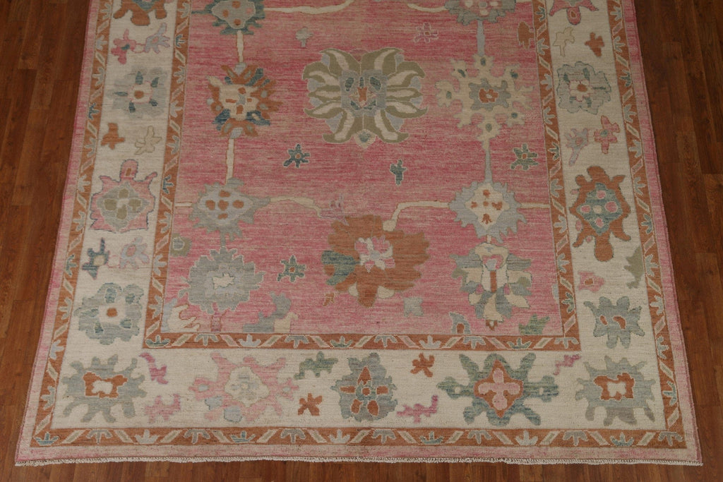 Pink Floral Oushak Vegetable Dye Area Rug 8x10