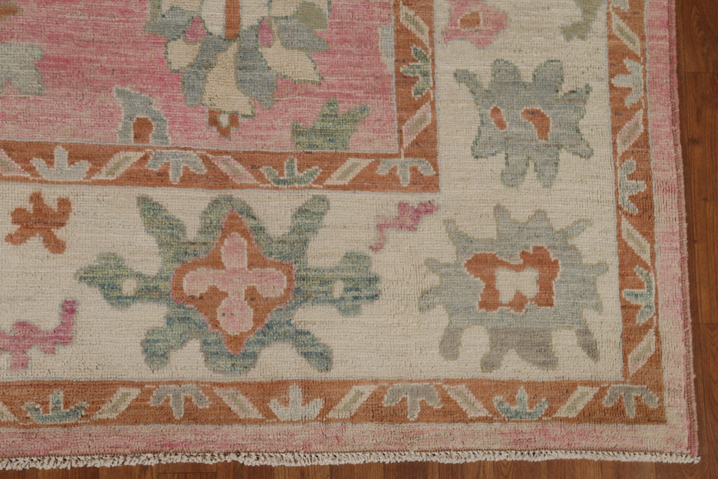 Pink Floral Oushak Vegetable Dye Area Rug 8x10