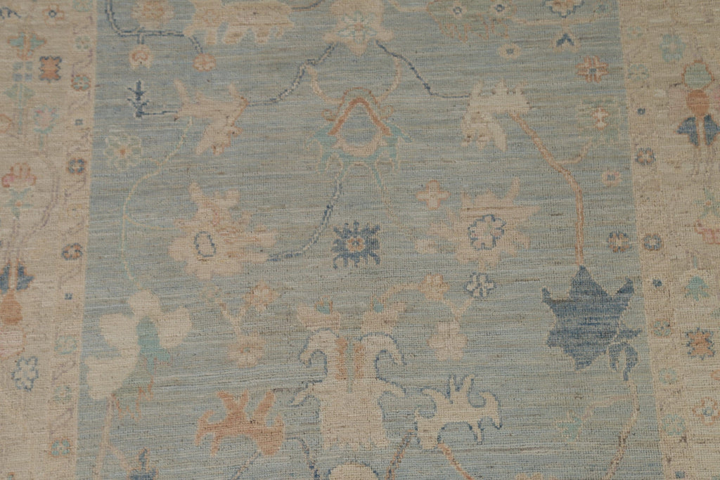 Light Blue Oushak Vegetable Dye Area Rug 5x7