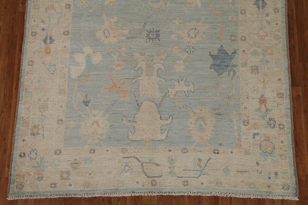 Light Blue Oushak Vegetable Dye Area Rug 5x7