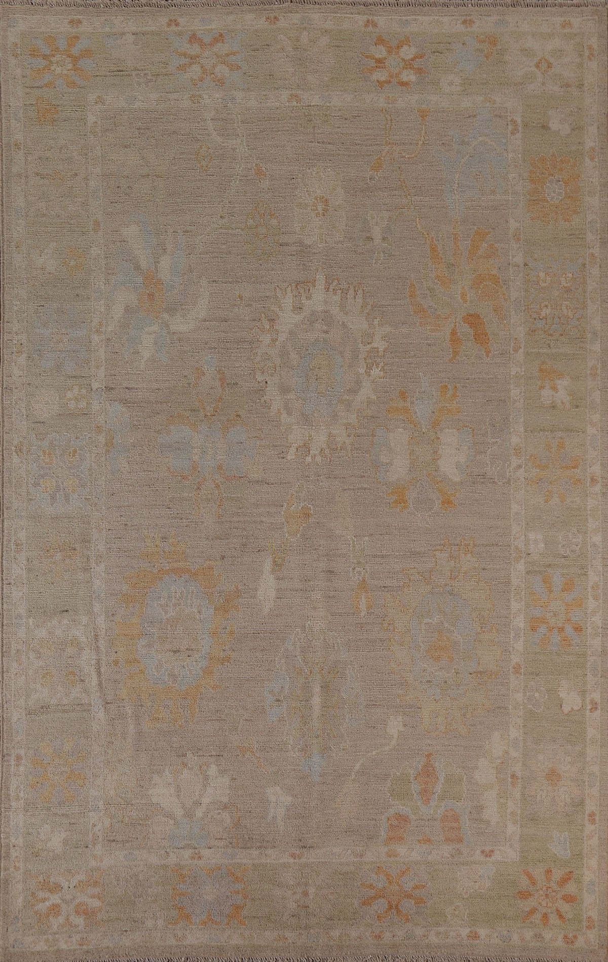 Floral Oushak Vegetable Dye Area Rug 6x9