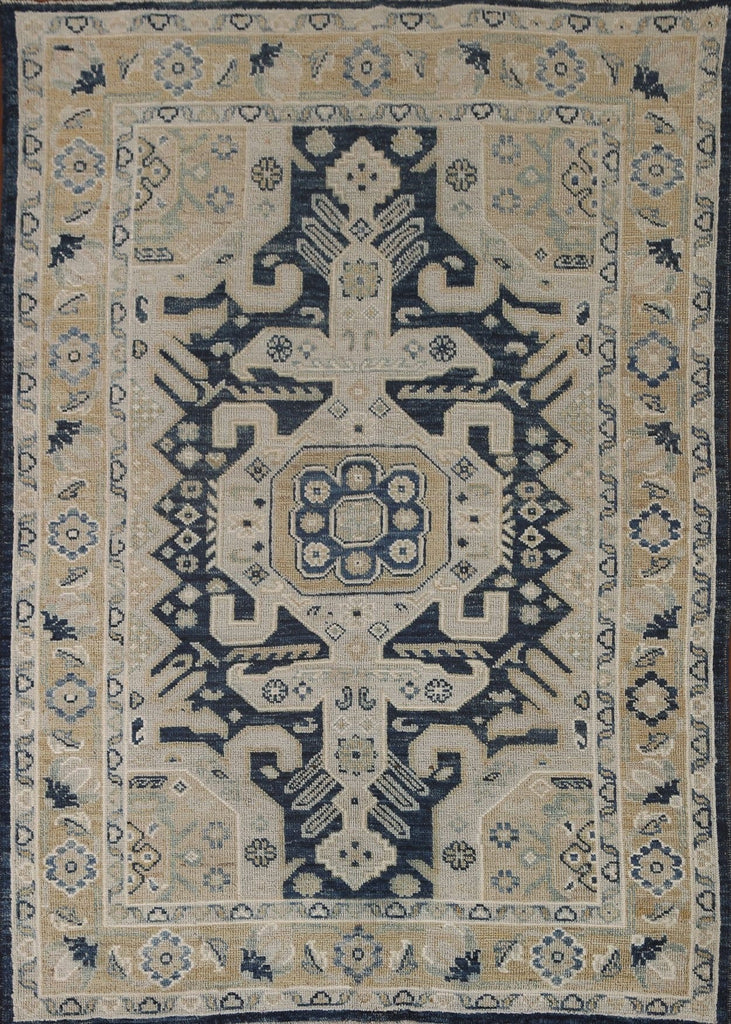 Navy Blue Oushak Vegetable Dye Area Rug 5x6