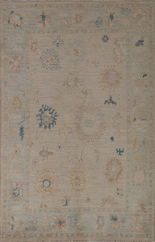 Floral Oushak Vegetable Dye Area Rug 5x7