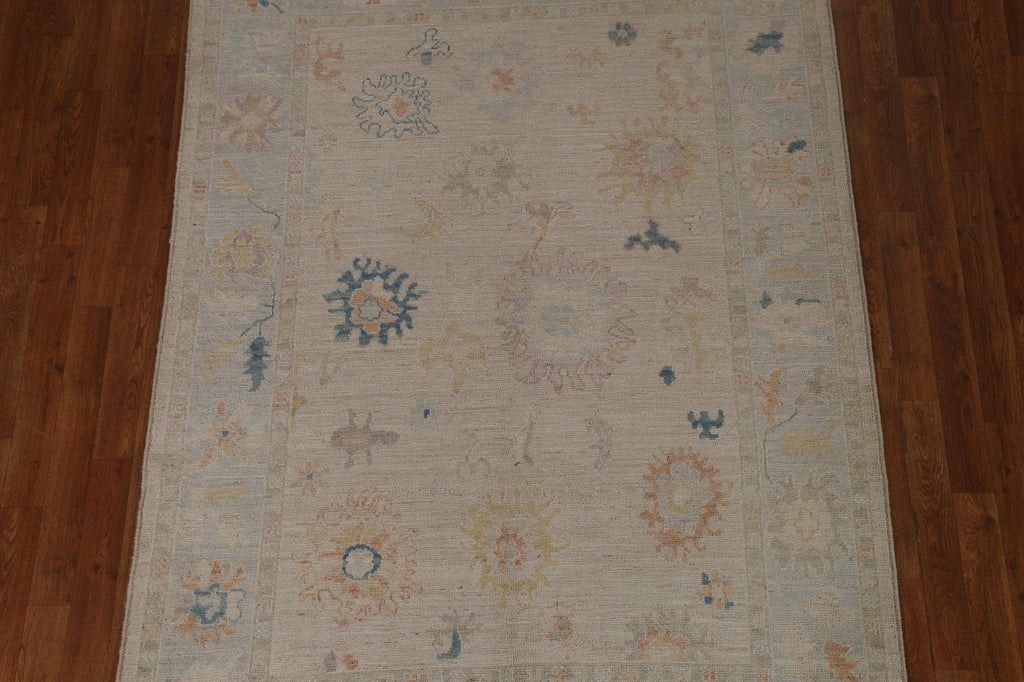 Floral Oushak Vegetable Dye Area Rug 5x7