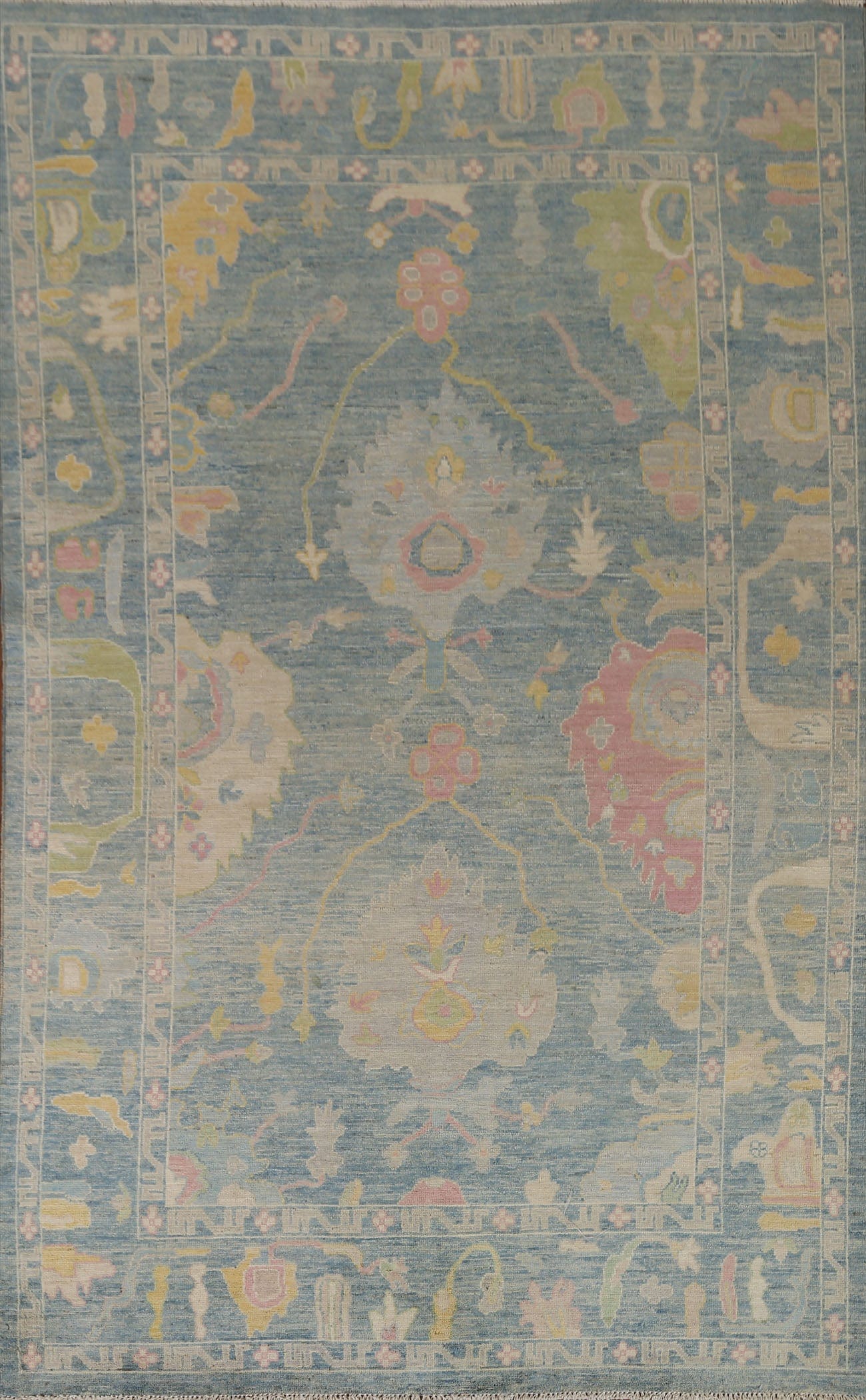 Light Blue Oushak Vegetable Dye Area Rug 6x9