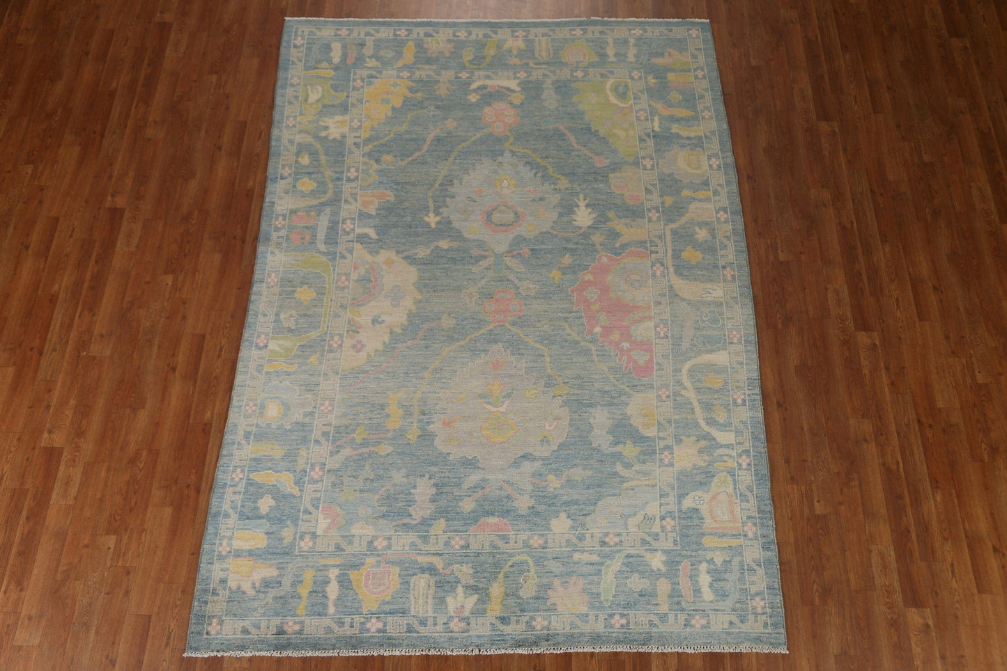 Light Blue Oushak Vegetable Dye Area Rug 6x9