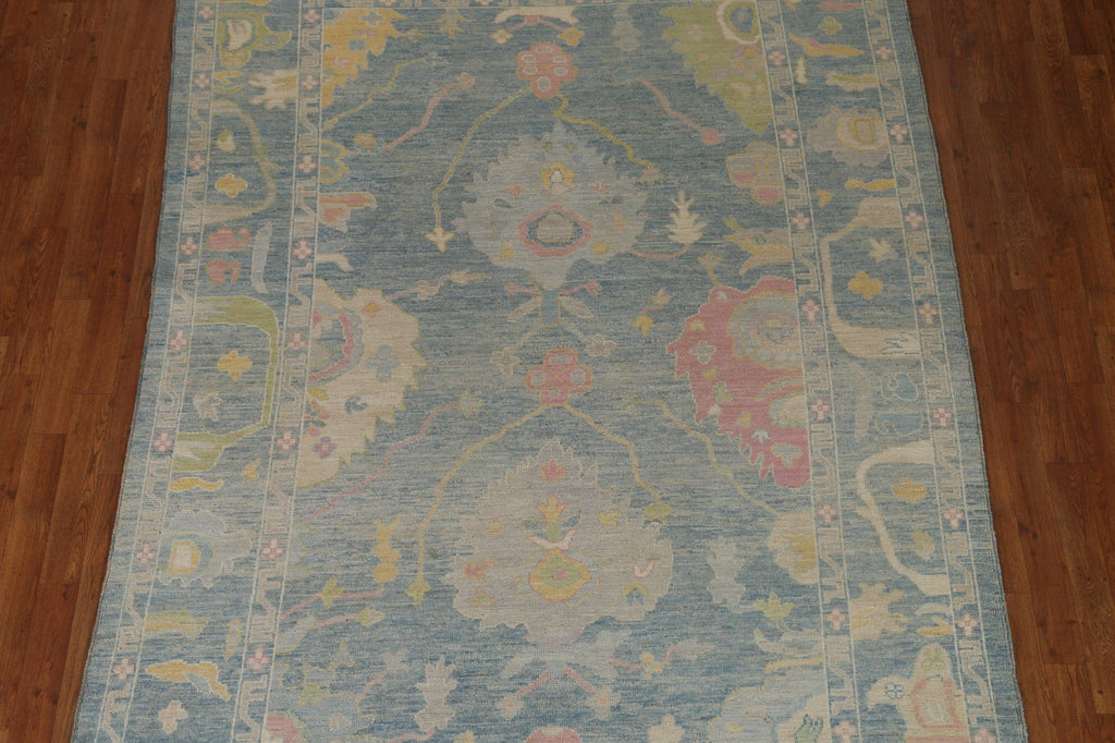 Light Blue Oushak Vegetable Dye Area Rug 6x9