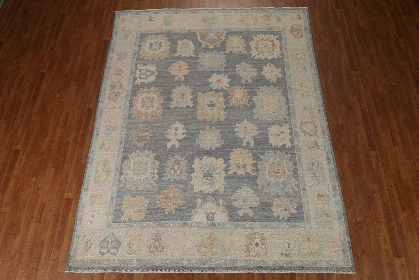 Floral Gray Oushak Vegetable Dye Area Rug 8x10