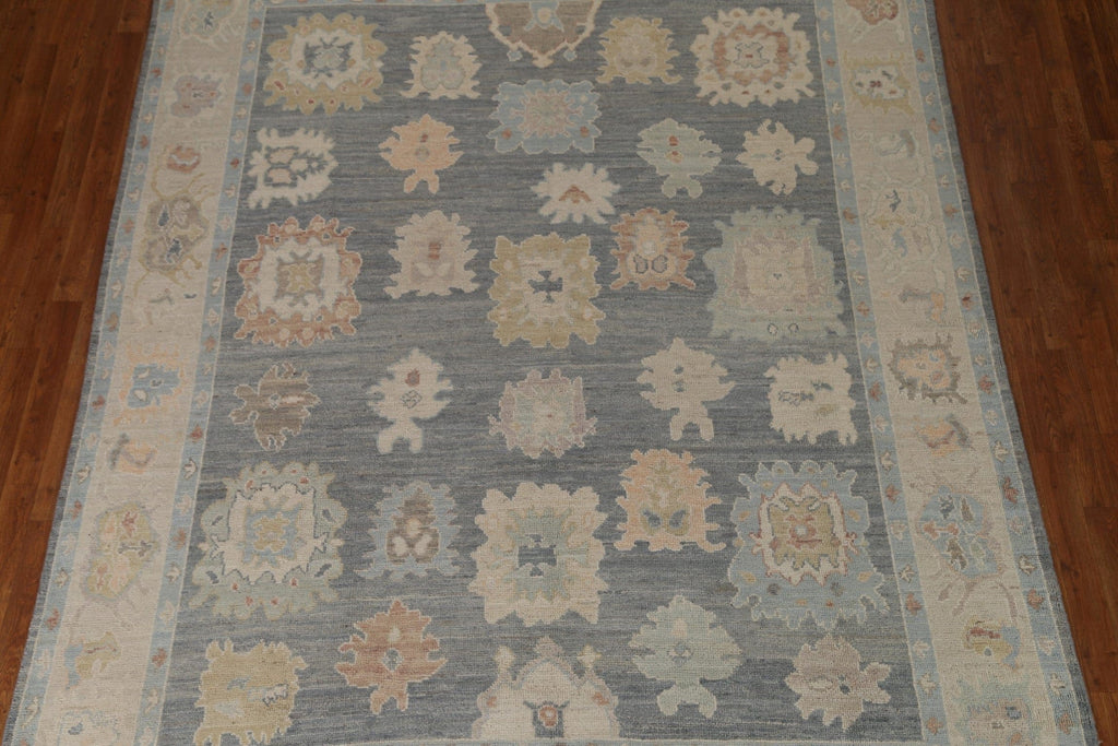 Floral Gray Oushak Vegetable Dye Area Rug 8x10