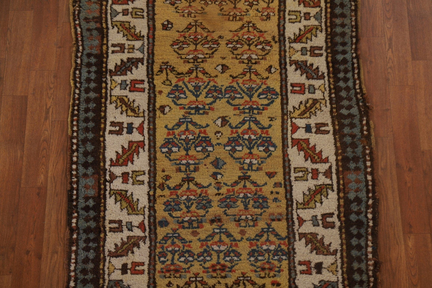 Pre-1900 Antique Heriz Bakhshayesh Persian Runner Rug 3x11