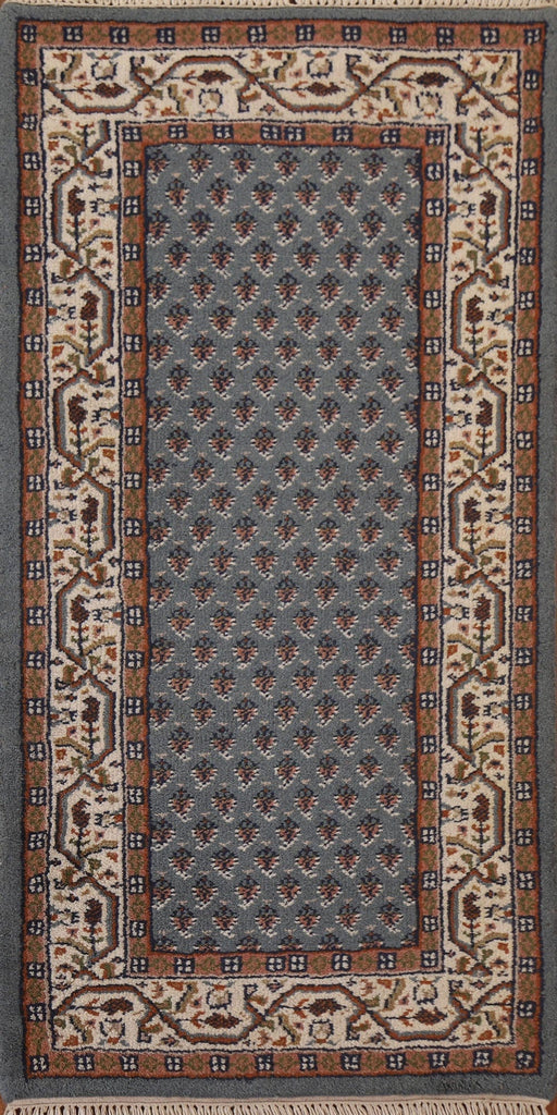 Light Blue Boteh Botemir Oriental Runner Rug 2x5