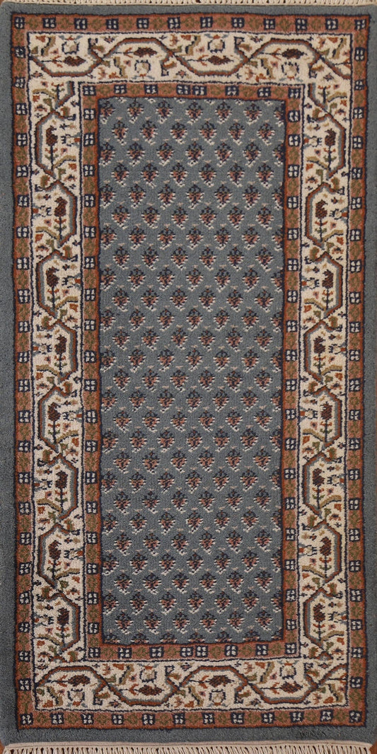 Light Blue Boteh Botemir Oriental Runner Rug 2x5