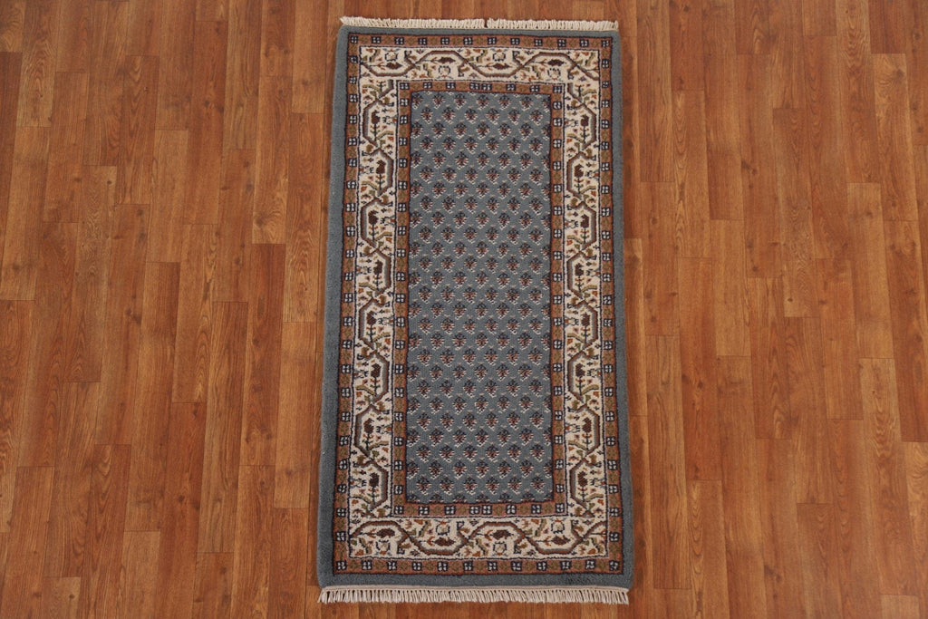 Light Blue Boteh Botemir Oriental Runner Rug 2x5