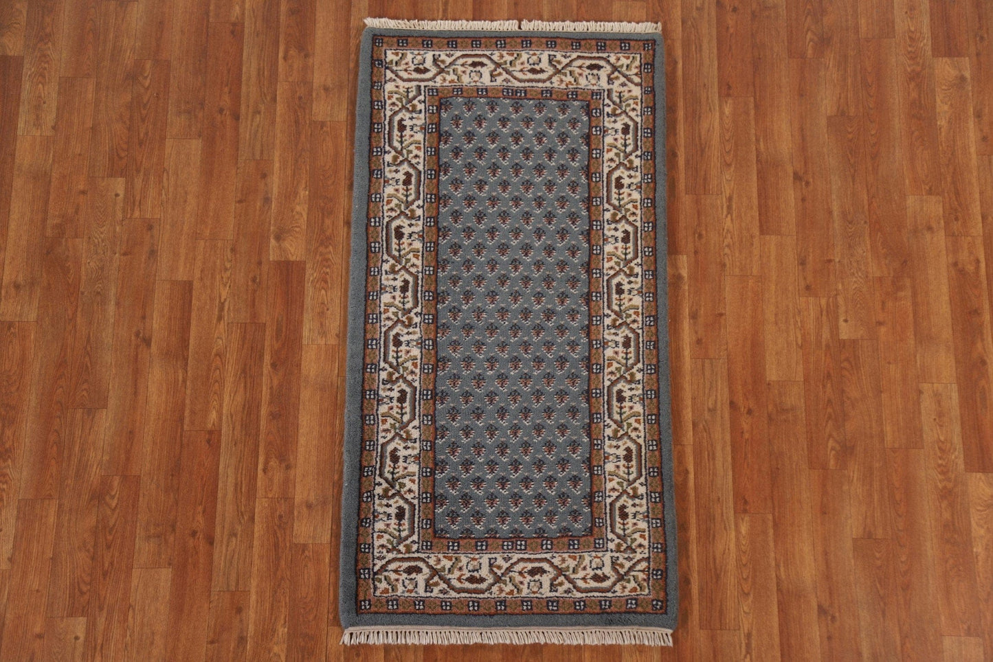 Light Blue Boteh Botemir Oriental Runner Rug 2x5