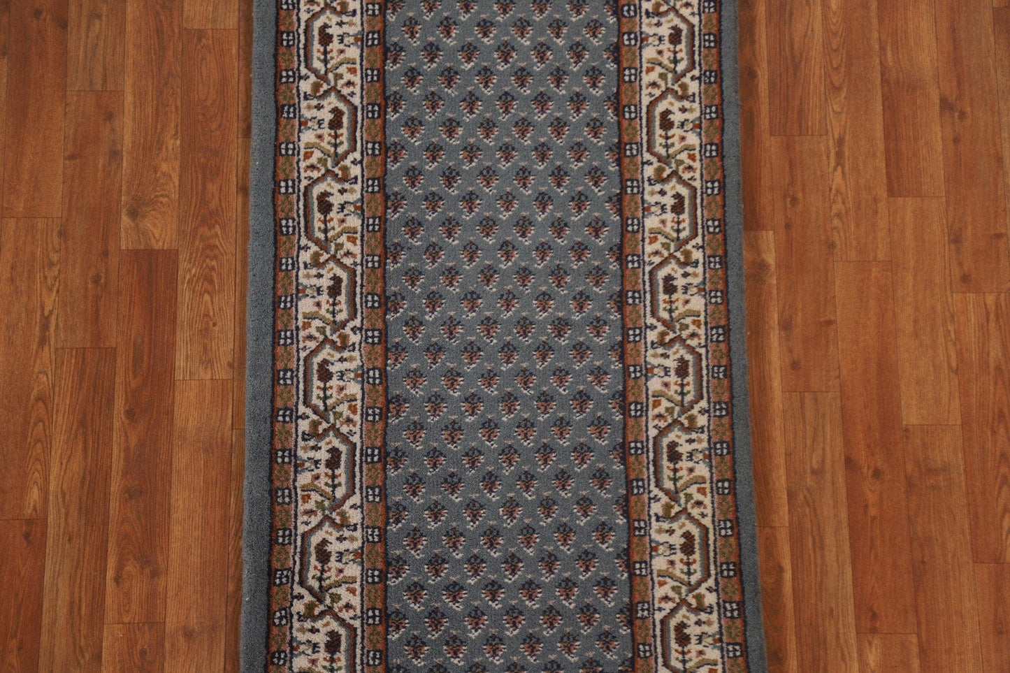 Light Blue Boteh Botemir Oriental Runner Rug 2x5