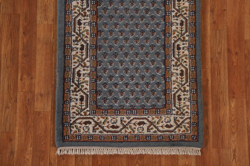 Light Blue Boteh Botemir Oriental Runner Rug 2x5