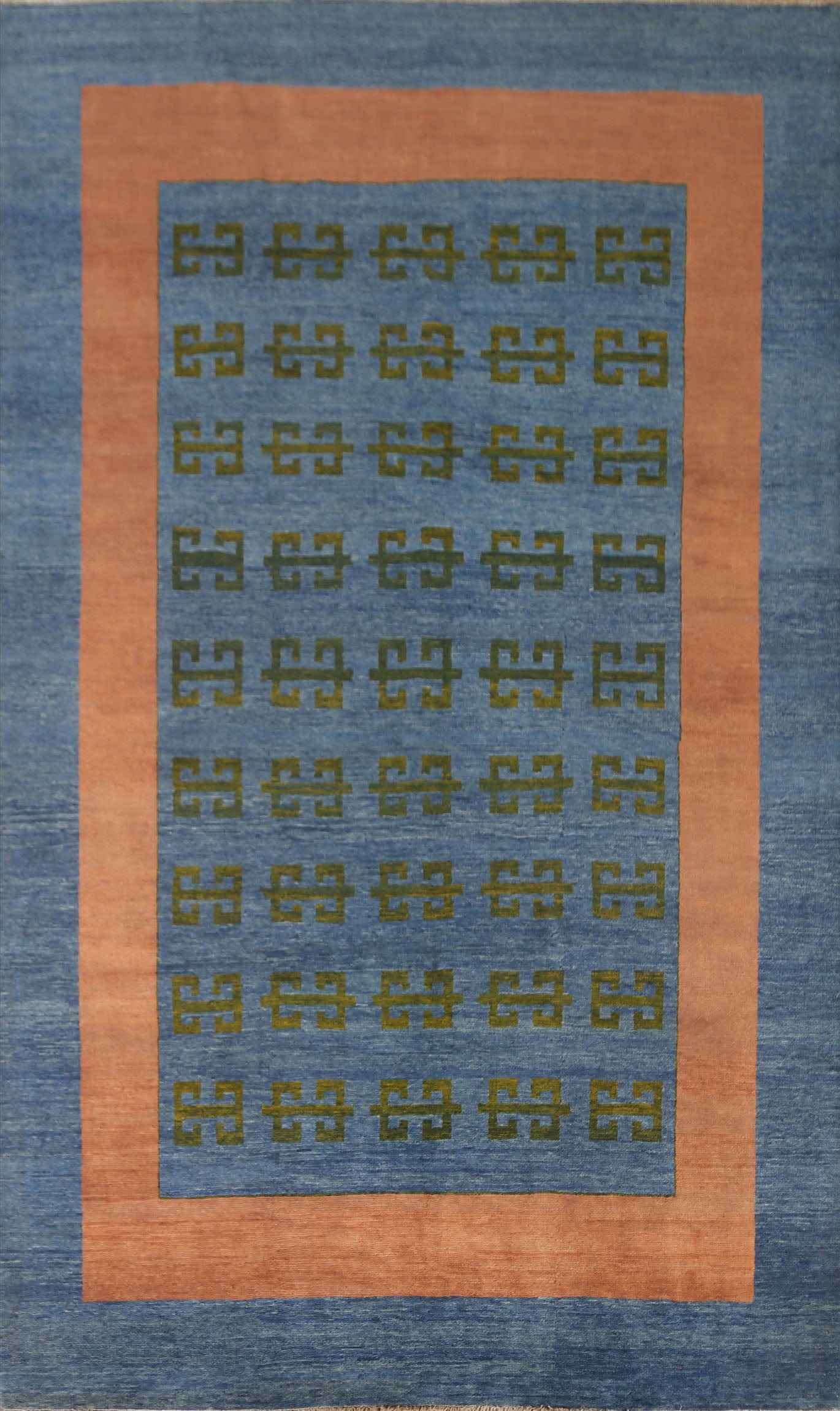 Blue Gabbeh Kashkoli Wool Area Rug 7x9