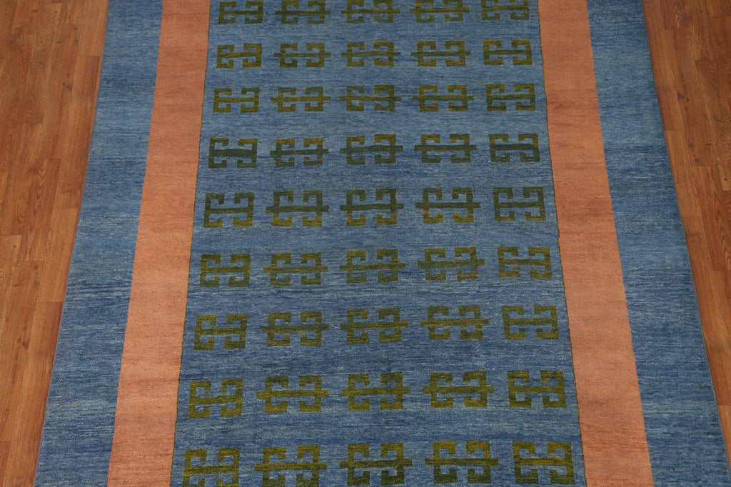 Blue Gabbeh Kashkoli Wool Area Rug 7x9