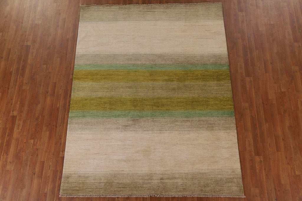 Striped Gabbeh Kashkoli Wool Area Rug 7x8