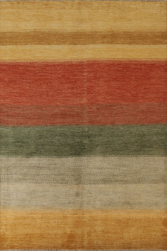 Striped Gabbeh Kashkoli Modern Area Rug 7x9