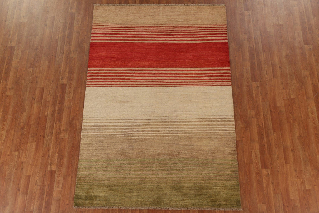 Striped Gabbeh Kashkoli Wool Area Rug 5x8