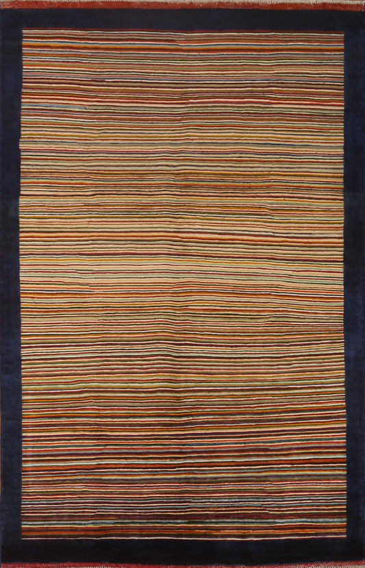 Striped Gabbeh Kashkoli Oriental Area Rug 6x8