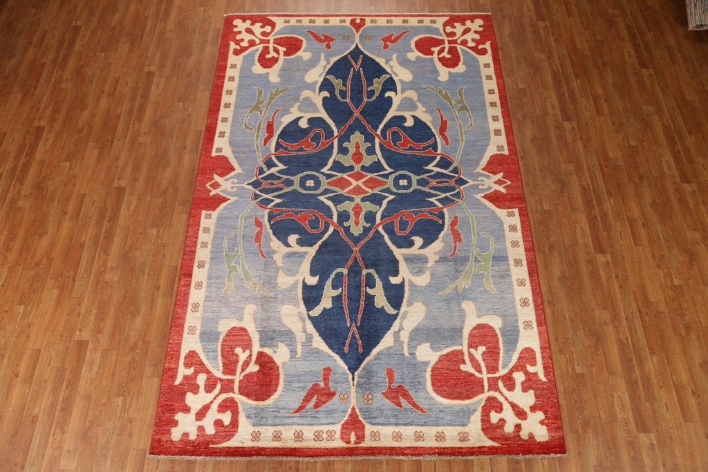 Blue Gabbeh Kashkoli Wool Area Rug 7x10