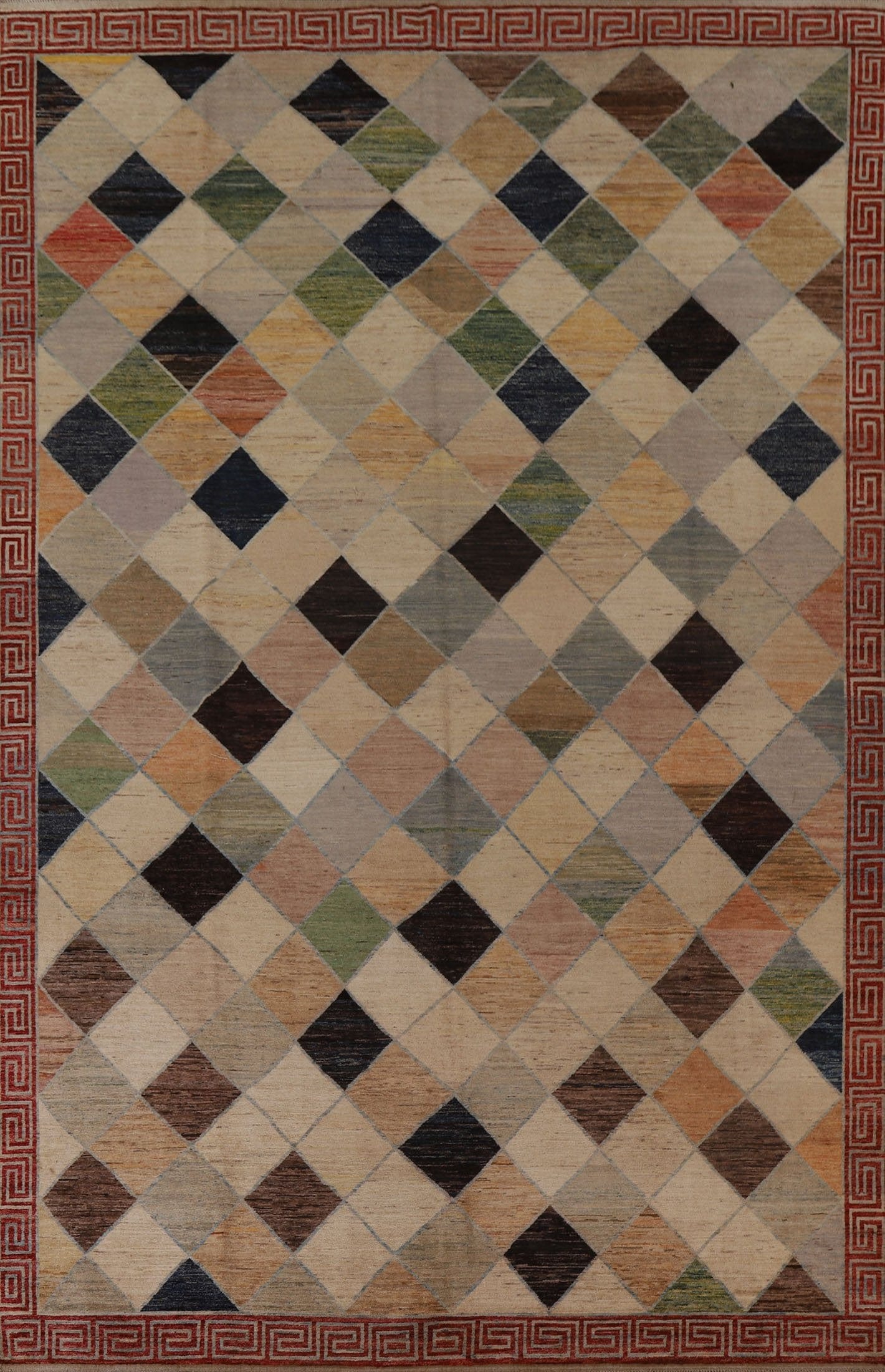 Checkered Gabbeh Kashkoli Wool Area Rug 9x12