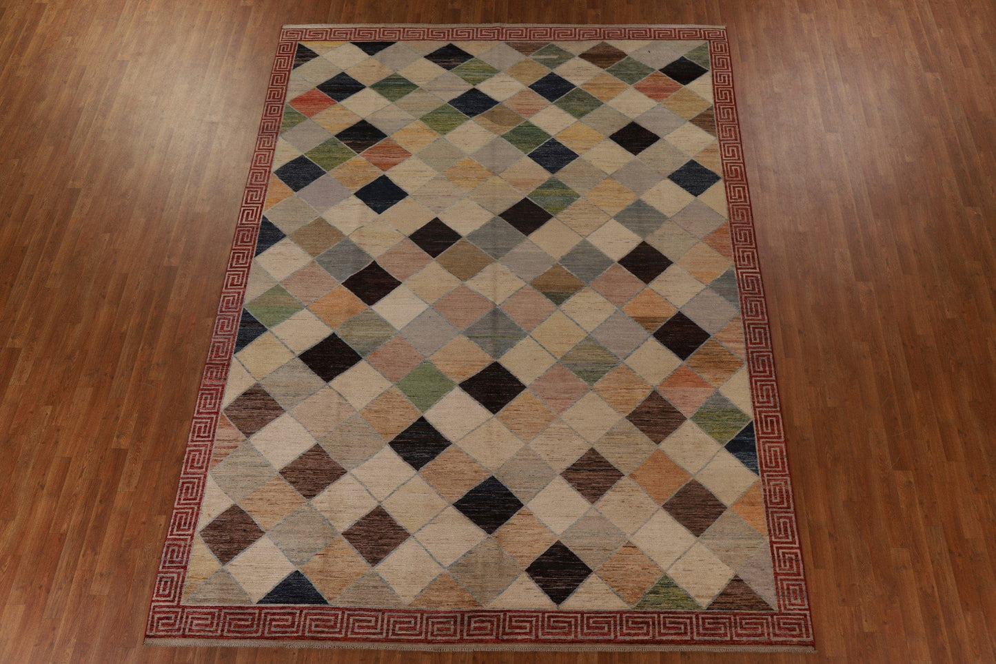 Checkered Gabbeh Kashkoli Wool Area Rug 9x12