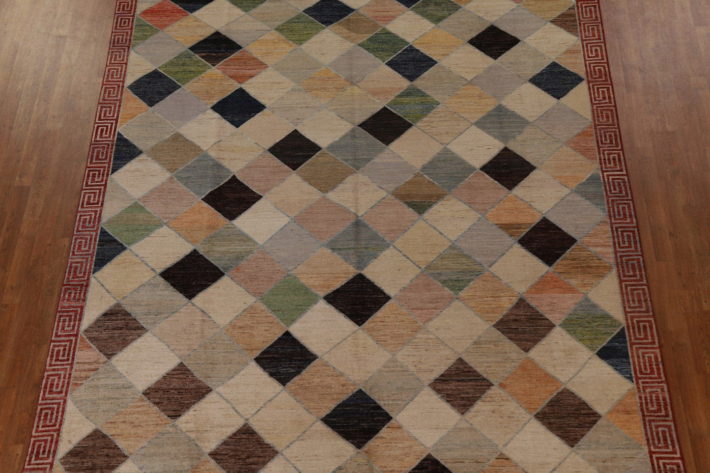 Checkered Gabbeh Kashkoli Wool Area Rug 9x12