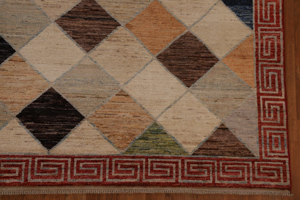 Checkered Gabbeh Kashkoli Wool Area Rug 9x12