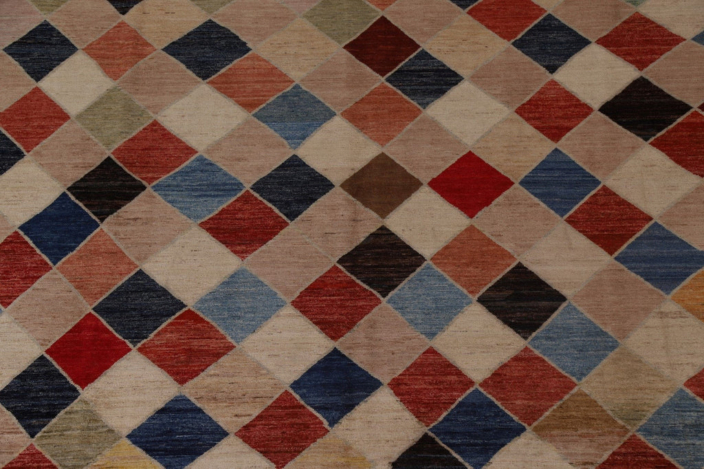 Checkered Gabbeh Kashkoli Area Rug 9x12