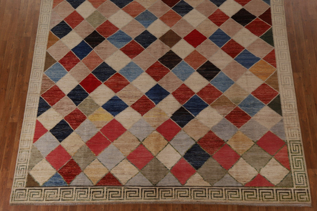 Checkered Gabbeh Kashkoli Area Rug 9x12