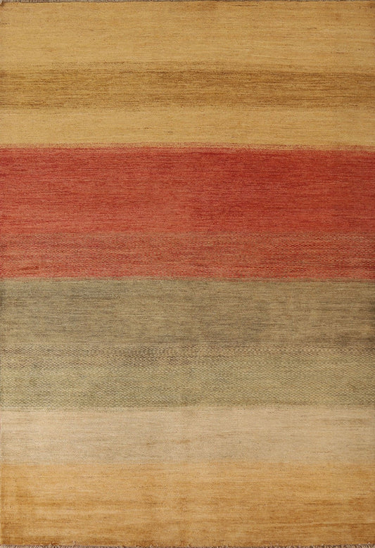 Striped Gabbeh Kashkoli Modern Area Rug 7x8