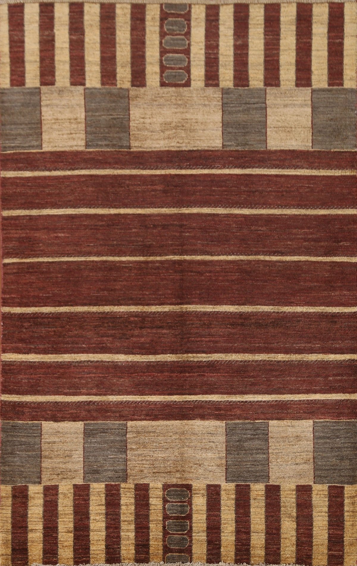 Striped Gabbeh Kashkoli Brown Area Rug 4x6