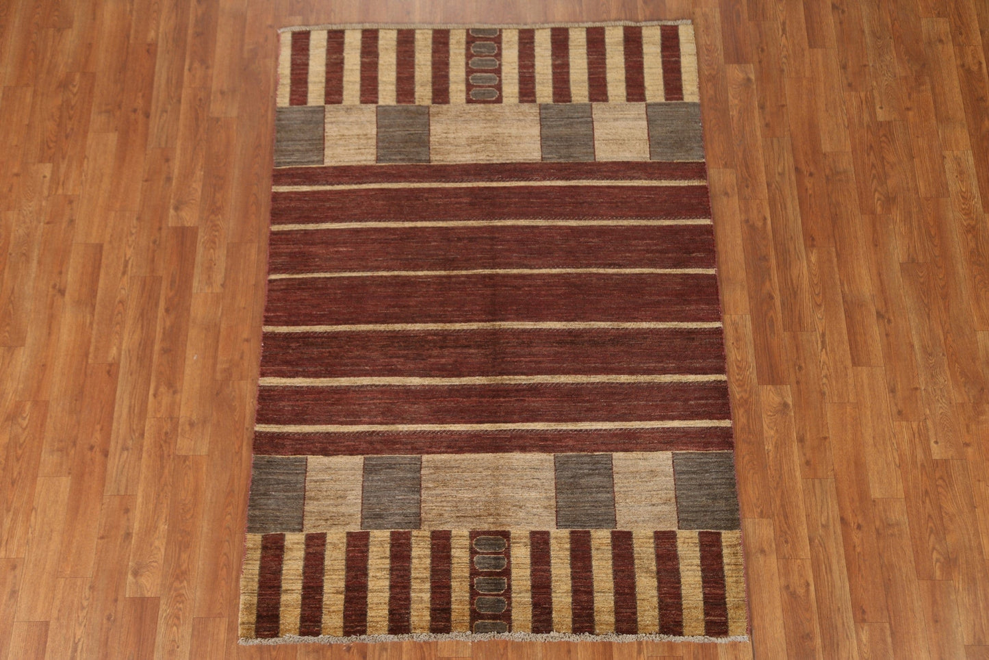 Striped Gabbeh Kashkoli Brown Area Rug 4x6