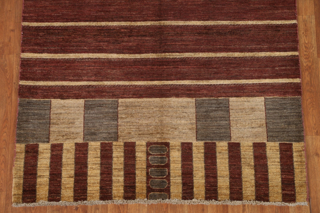 Striped Gabbeh Kashkoli Brown Area Rug 4x6