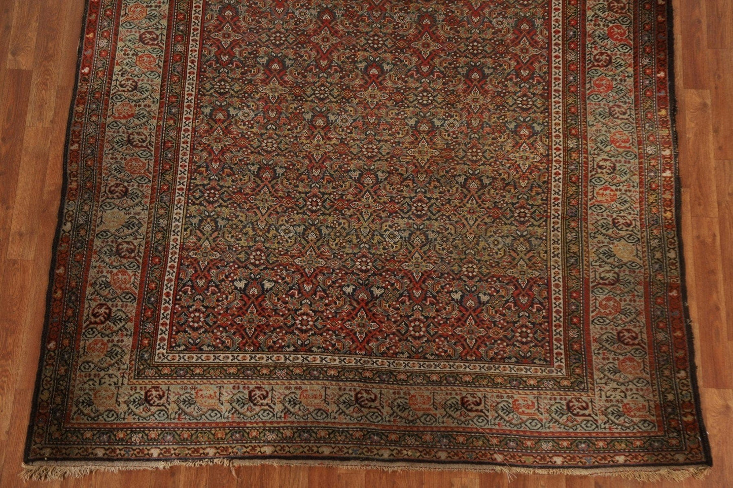 Pre-1900 Antique Vegetable Dye Malayer Persian Rug 7x17