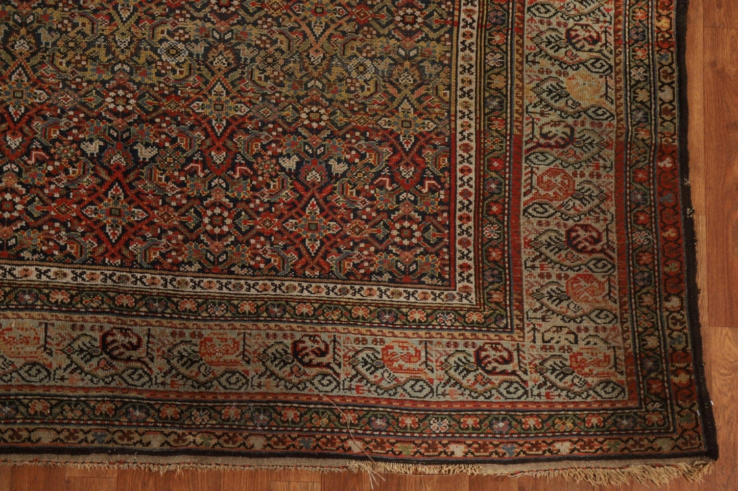 Pre-1900 Antique Vegetable Dye Malayer Persian Rug 7x17