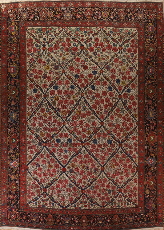 Pre-1900 Antique Bakhtiari Vegetable Dye Persian Rug 16x18