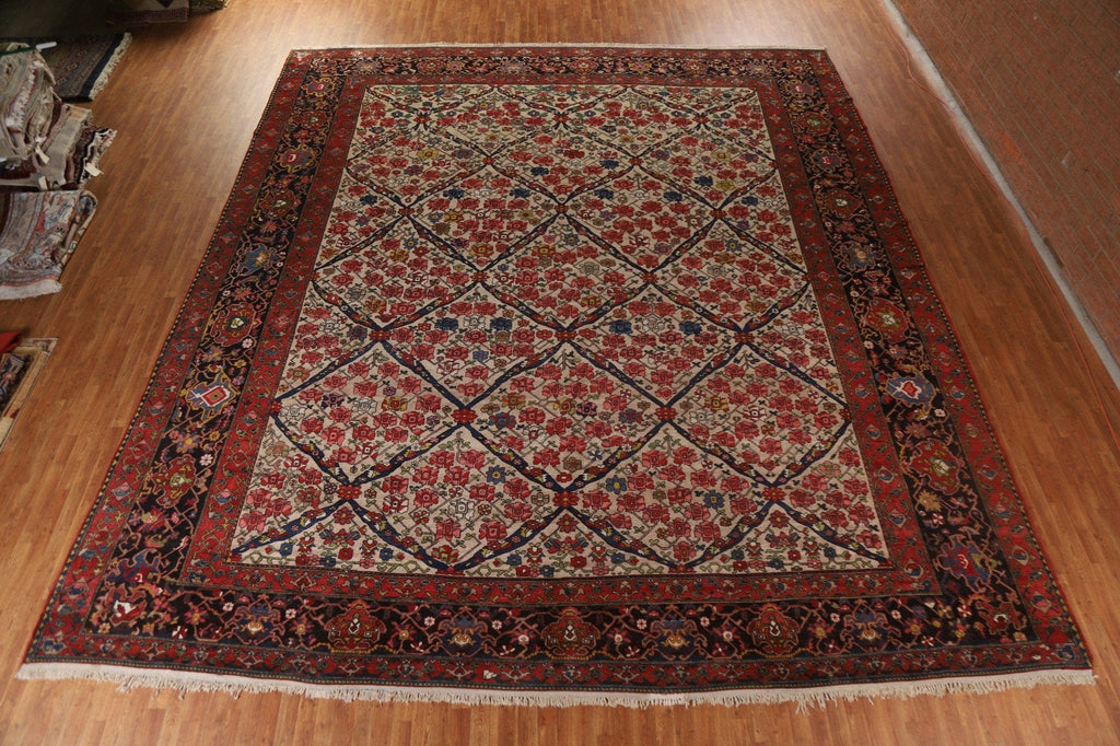 Pre-1900 Antique Bakhtiari Vegetable Dye Persian Rug 16x18