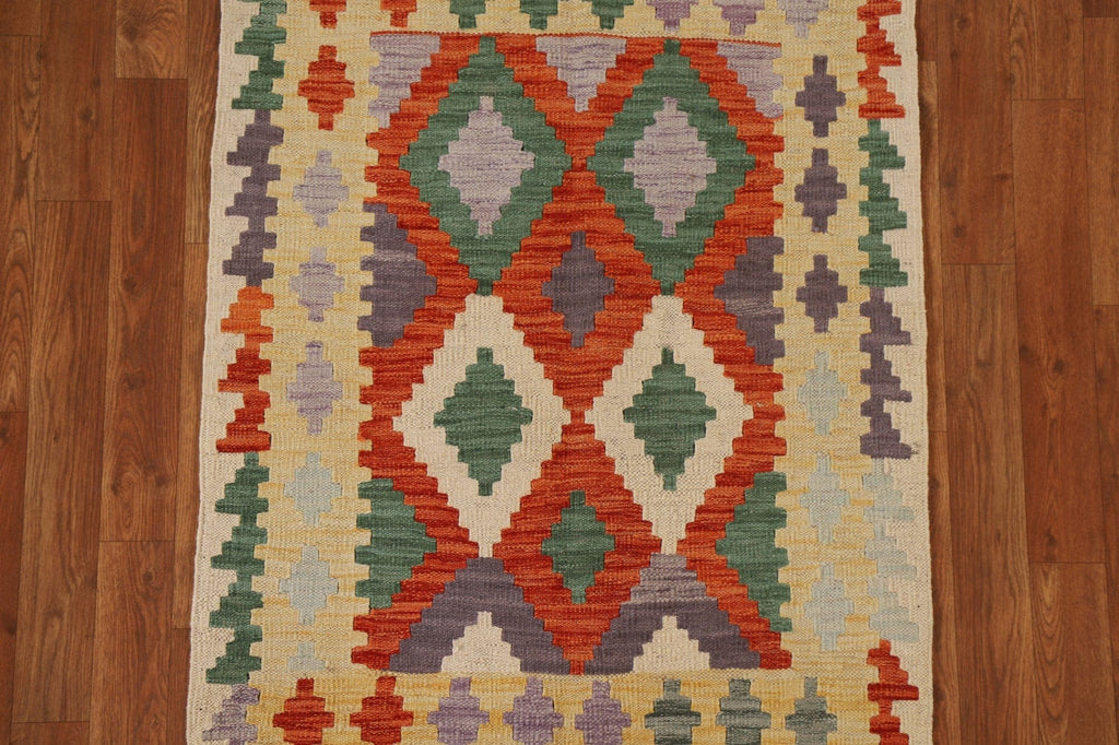 Hand-Woven Wool Kilim Area Rug 3x4