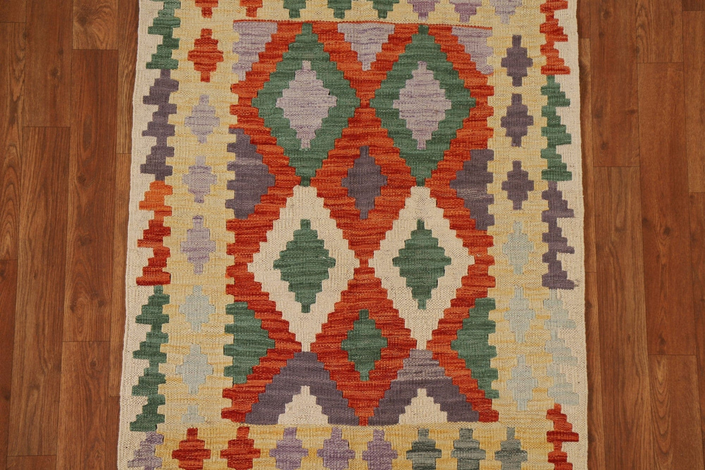 Hand-Woven Wool Kilim Area Rug 3x4