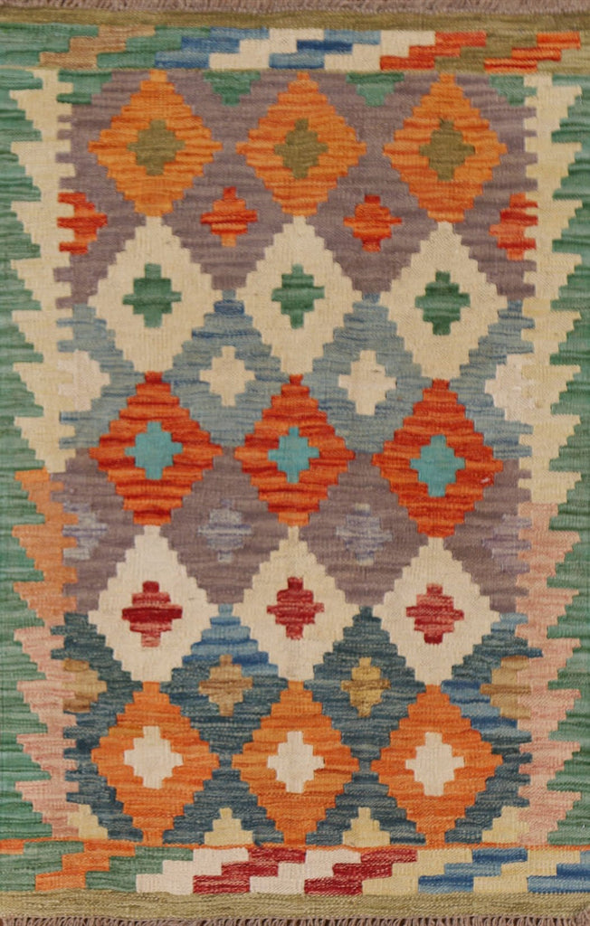 Handmade Kilim Geometric Area Rug 3x4