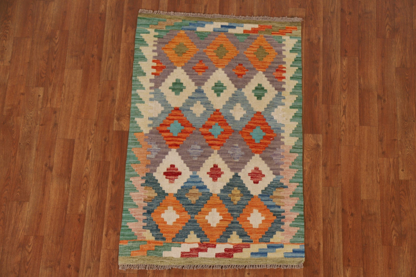 Handmade Kilim Geometric Area Rug 3x4