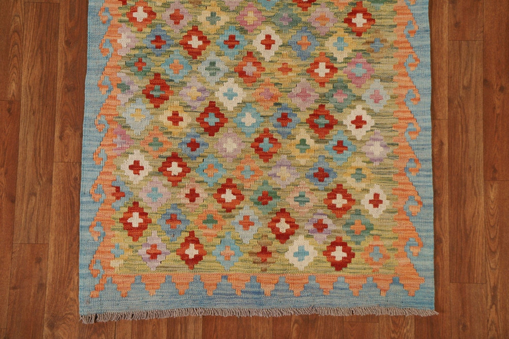 All-Over Geometric Kilim Wool Area Rug 3x4