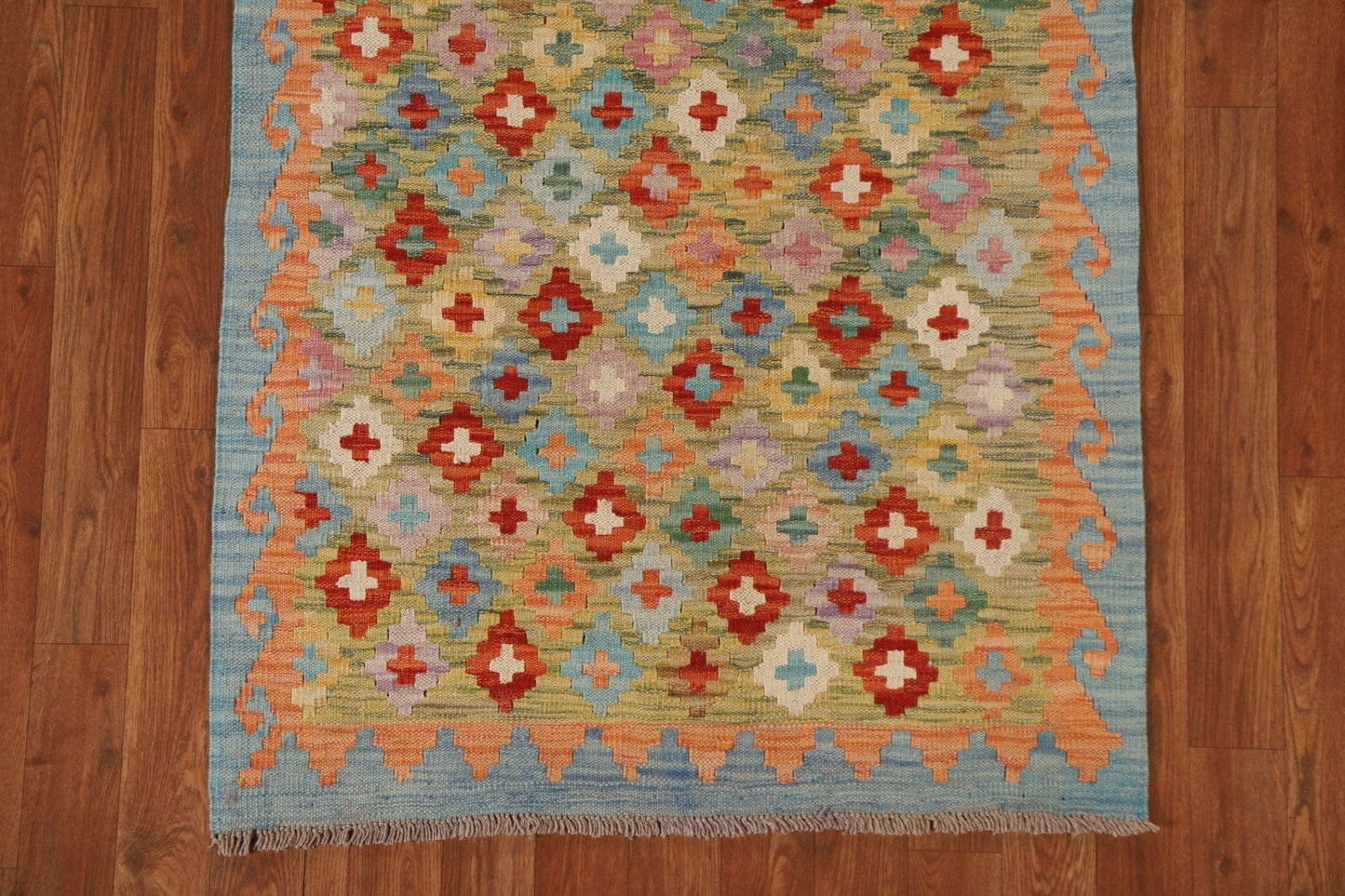 All-Over Geometric Kilim Wool Area Rug 3x4