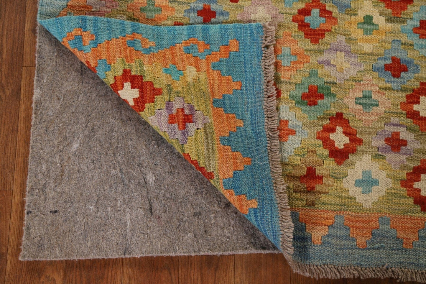 All-Over Geometric Kilim Wool Area Rug 3x4