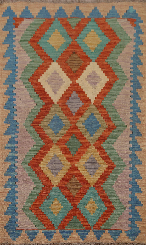 Colorful Geometric Kilim Area Rug 3x4