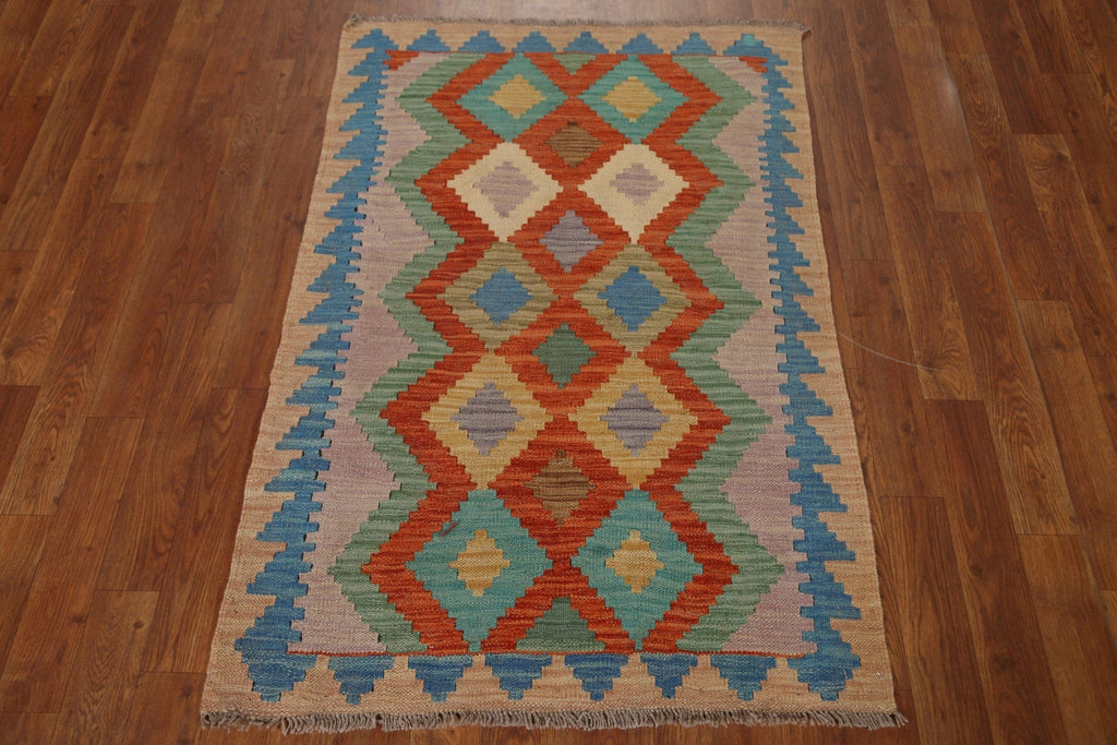 Colorful Geometric Kilim Area Rug 3x4